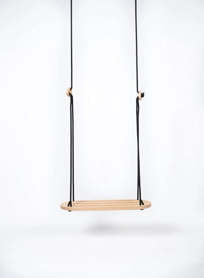 Keebori Wooden Baby Swing Jhula - Indoor/Outdoor Kids Swing with White Rope, Large Size (3 Line) (Black Rope) by KEEBORI - Image 5